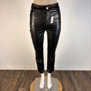 ❤️ Gap Faux Leather High Waisted Slim Trousers Quiet Luxury Siren 26